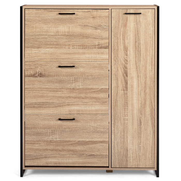 IDMarket - Scarpiera LUIS 4 ante di cui 1 armadio di design industriale