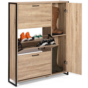 IDMarket - Scarpiera LUIS 4 ante di cui 1 armadio di design industriale