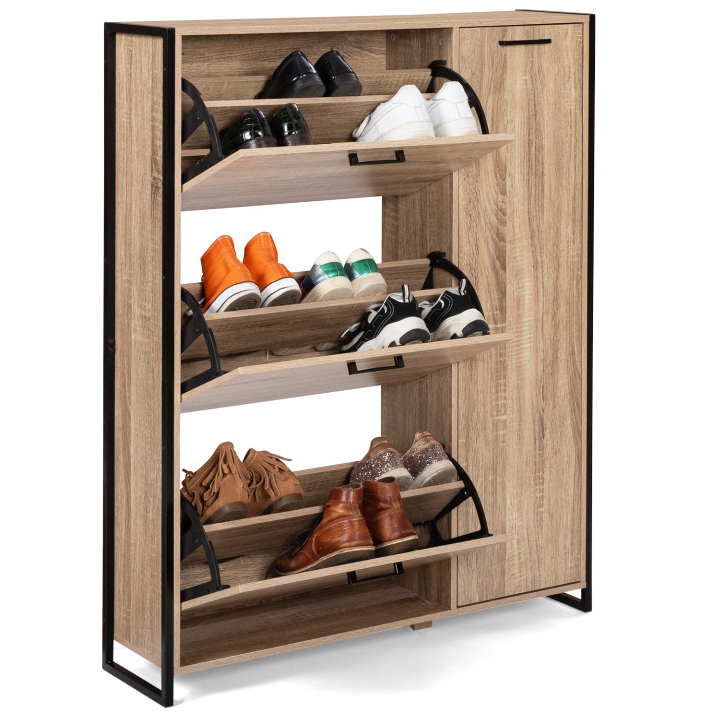 IDMarket - Scarpiera LUIS 4 ante di cui 1 armadio di design industriale