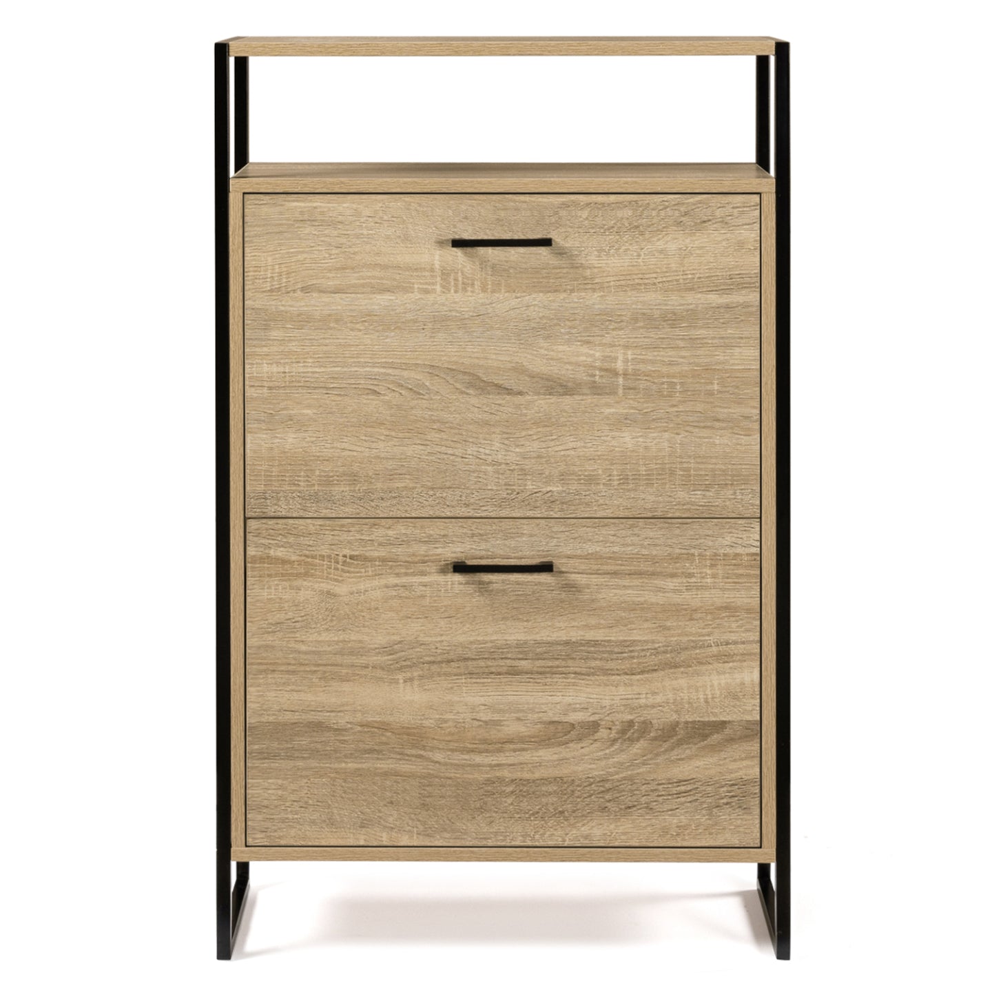 IDMarket - Scarpiera LUIS a 2 ante con ripiano superiore dal design industriale