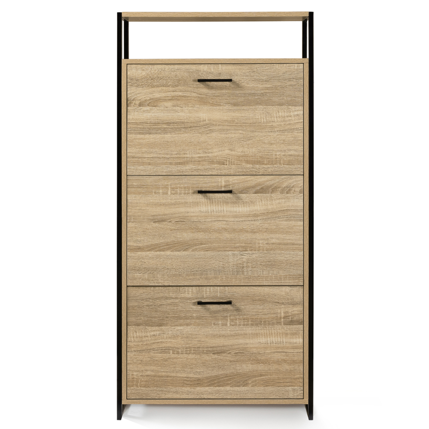 IDMarket - Scarpiera LUIS a 3 ante con ripiano superiore dal design industriale