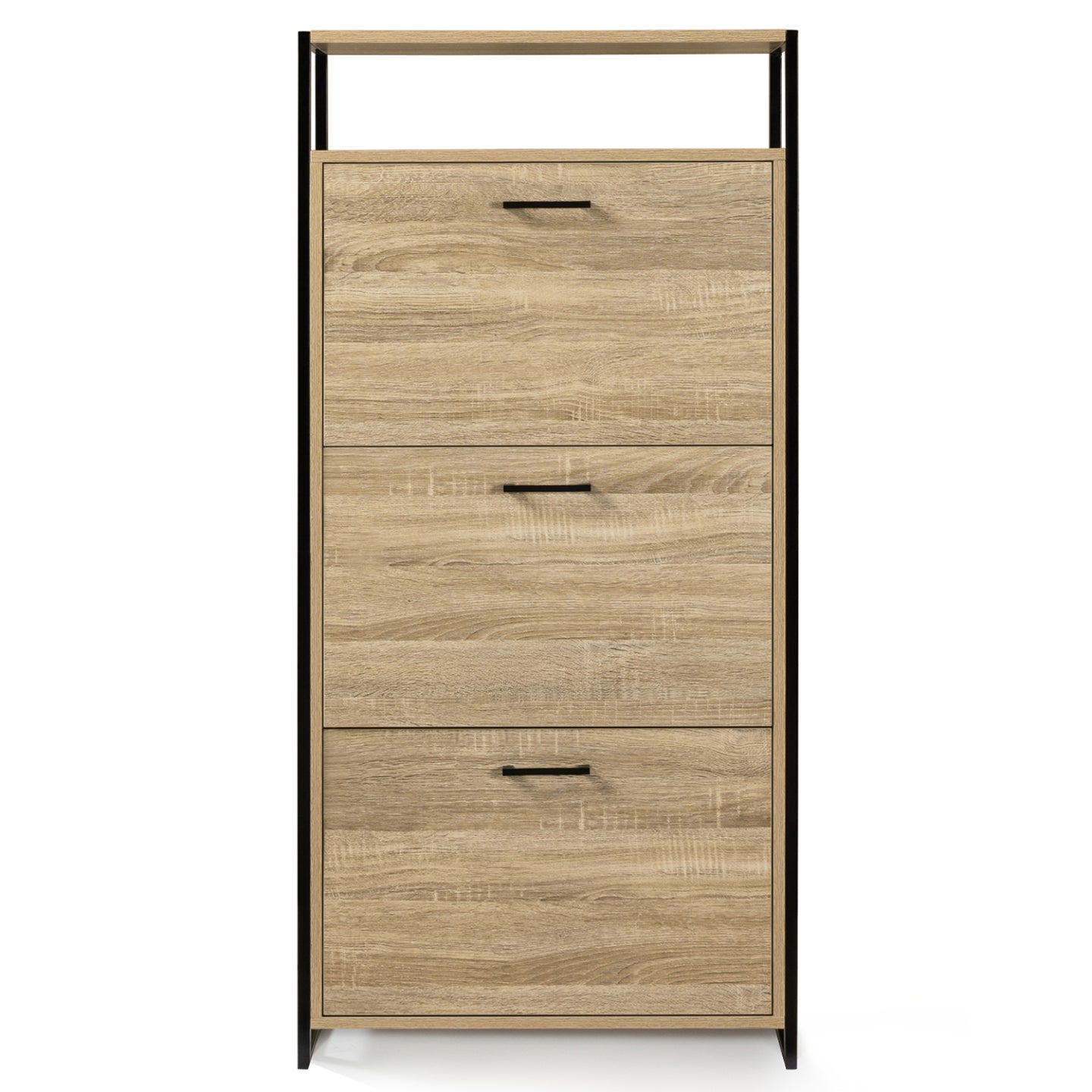 IDMarket - Scarpiera LUIS a 3 ante con ripiano superiore dal design industriale