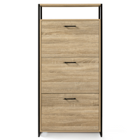 IDMarket - Scarpiera LUIS a 3 ante con ripiano superiore dal design industriale