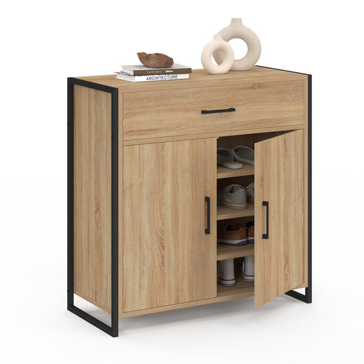 IDMarket - Scarpiera LUIS da 12 pezzi, 2 ante e 1 cassetto, design industriale