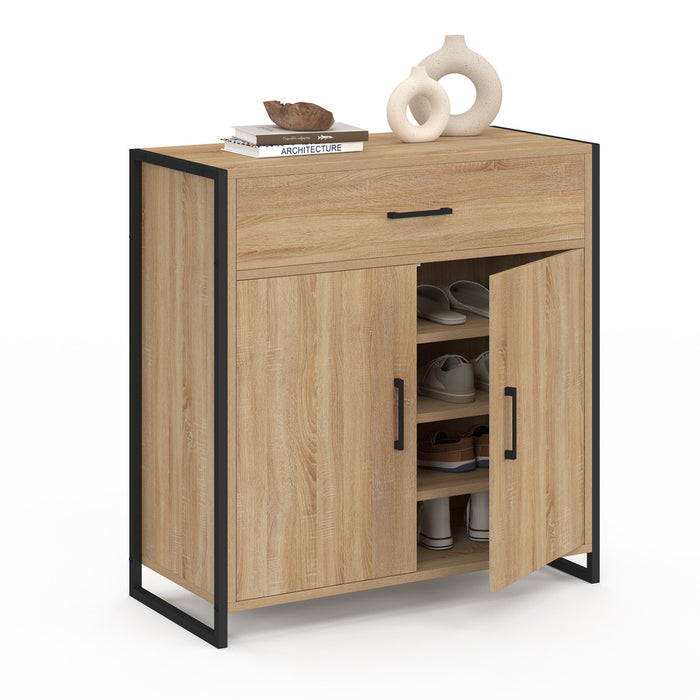 IDMarket - Scarpiera LUIS da 12 pezzi, 2 ante e 1 cassetto, design industriale