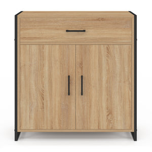 IDMarket - Scarpiera LUIS da 12 pezzi, 2 ante e 1 cassetto, design industriale