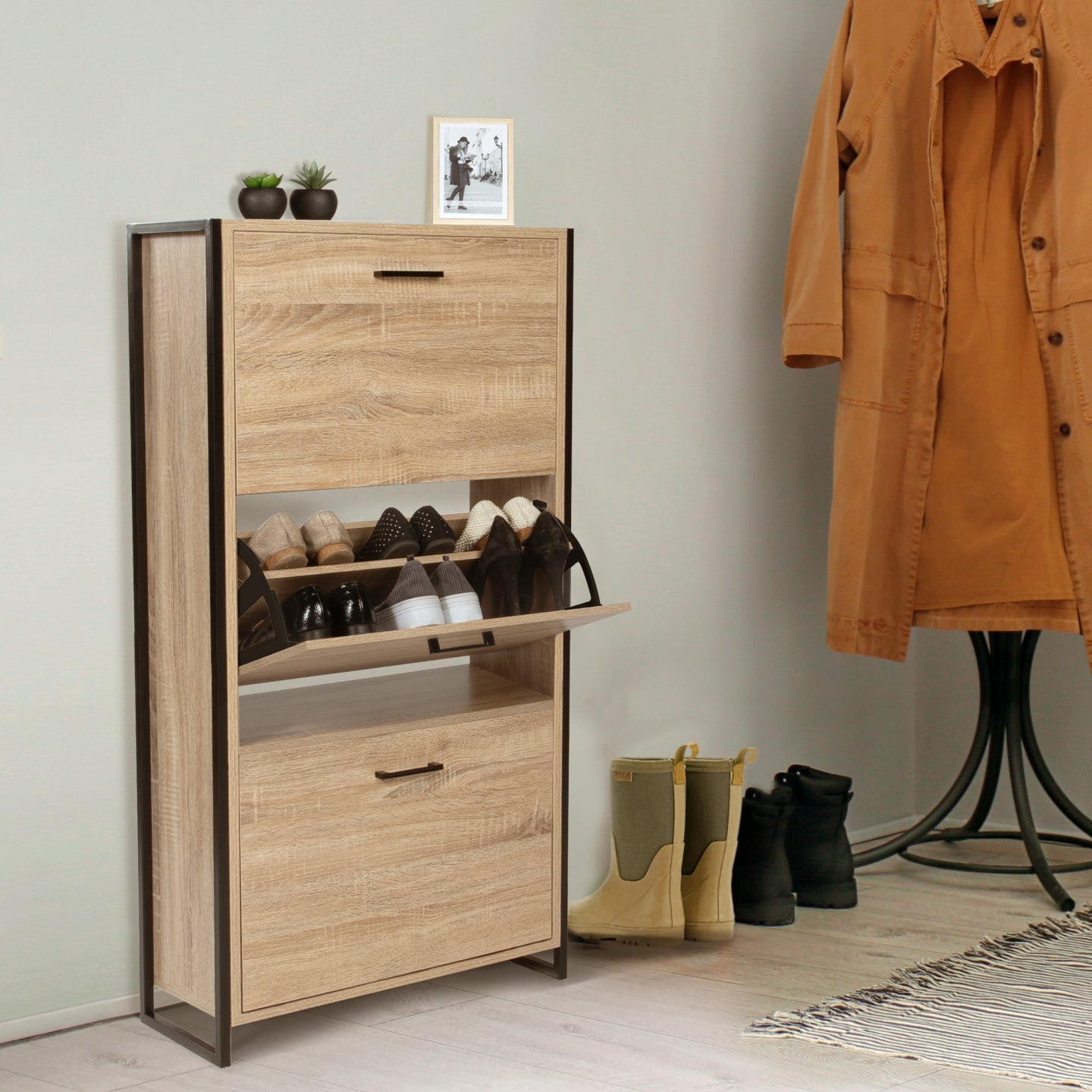 IDMarket - Scarpiera LUIS tre ante design industriale