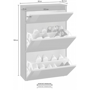 Scarpiera Magic 60 – 2 ante + 1 ribalta – Antracite Lucido