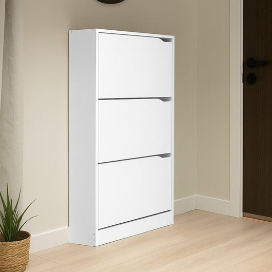 Scarpiera Manolo bianca con 3 ante a ribalta doppio vano 63x24x115H