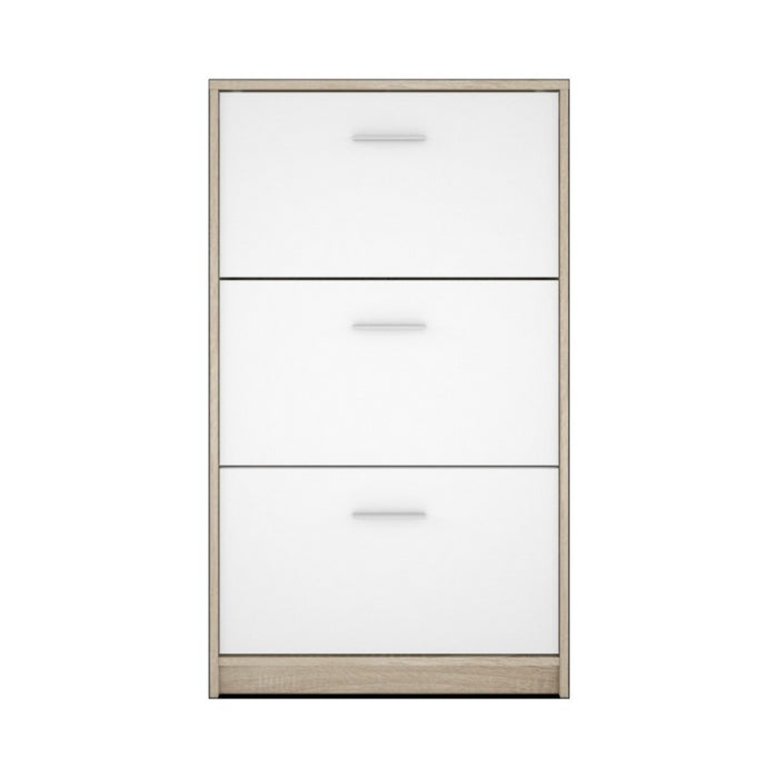 Scarpiera Nepo 3 scomparti colore struttura rovere e frontali bianchi
