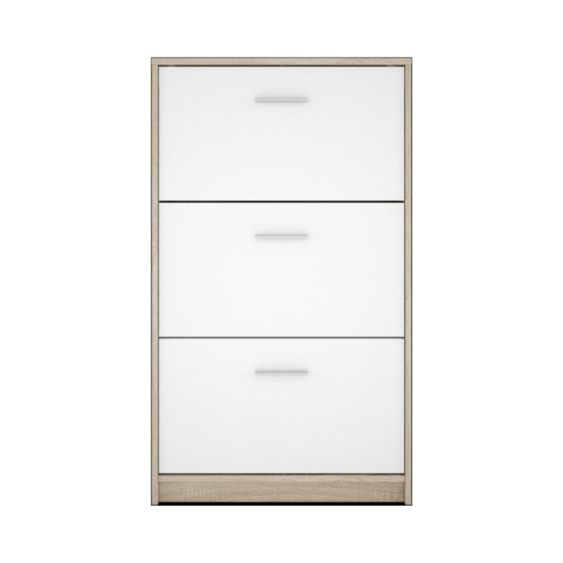 Scarpiera Nepo 3 scomparti colore struttura rovere e frontali bianchi