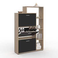 IDMarket - Scarpiera nera a 3 ante con ripiano