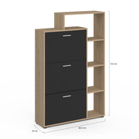 IDMarket - Scarpiera nera a 3 ante con ripiano