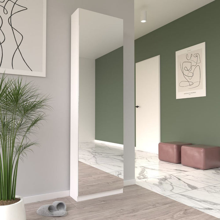 Scarpiera Nyx bianca con anta a specchio reversibile 50x20x180H