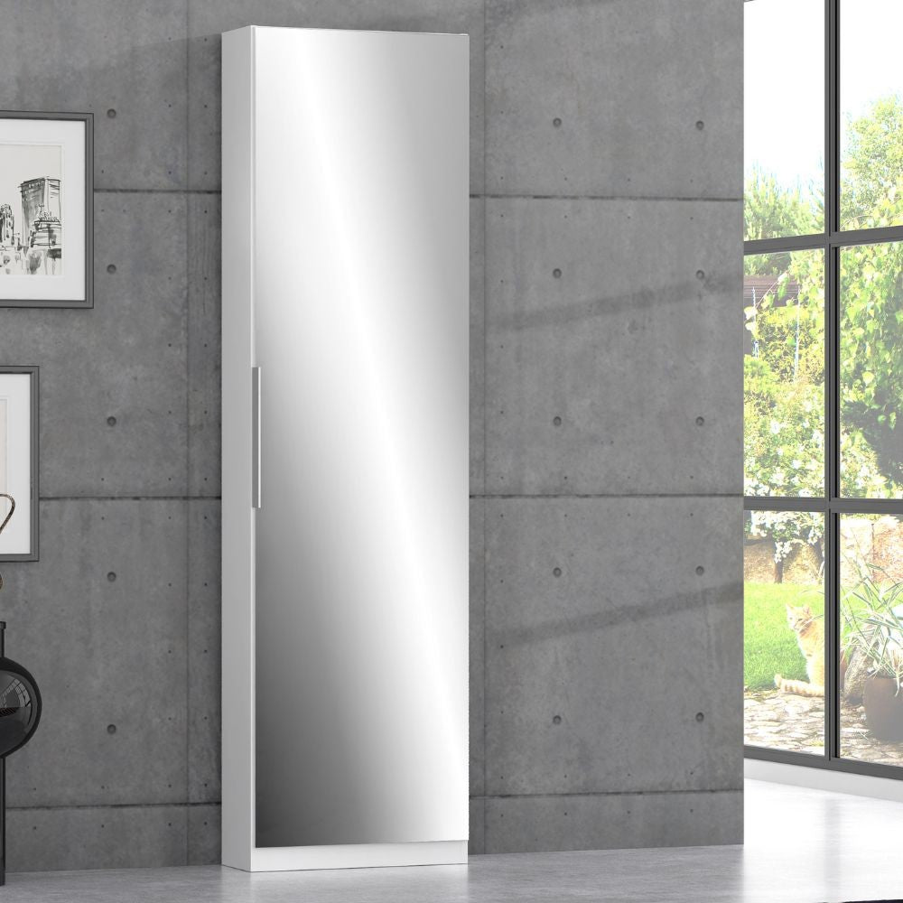Scarpiera Nyx bianca con anta a specchio reversibile 50x20x180H