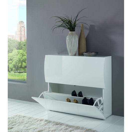 Scarpiera Onda 2 Ante a Ribalta 101x81,4x26,6 cm – Bianco Lucido
