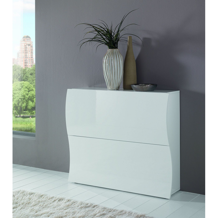 Scarpiera Onda 2 Ante a Ribalta 101x81,4x26,6 cm – Bianco Lucido