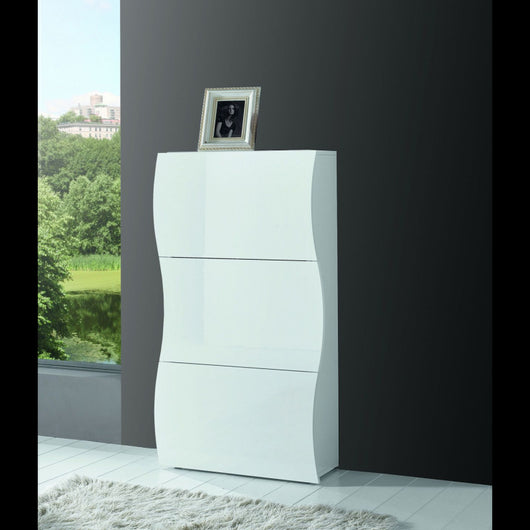 Scarpiera Onda 3 Ante a Ribalta 71x121x26,6 cm – Bianco Lucido