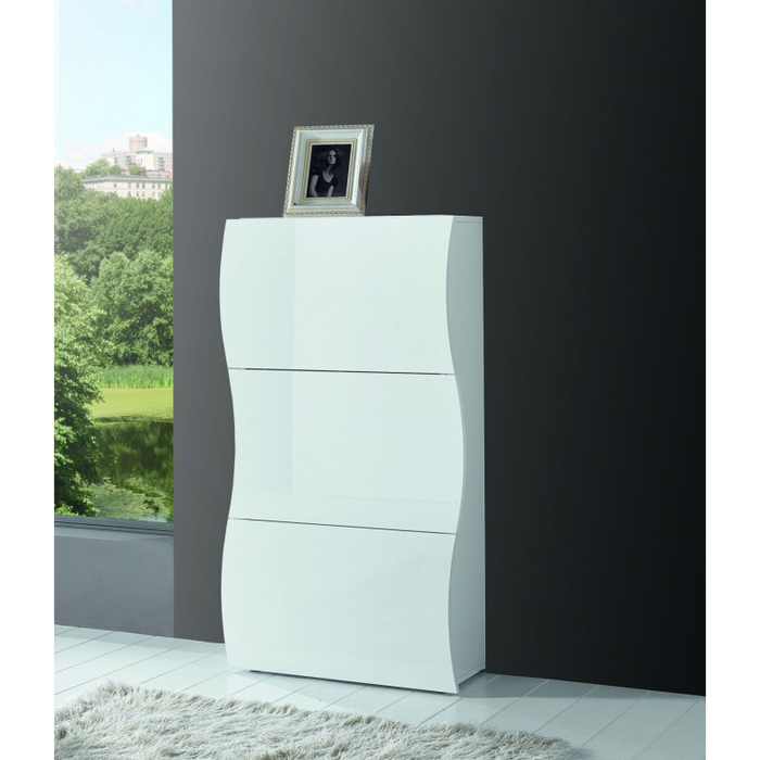 Scarpiera Onda 3 Ante a Ribalta 71x121x26,6 cm – Bianco Lucido