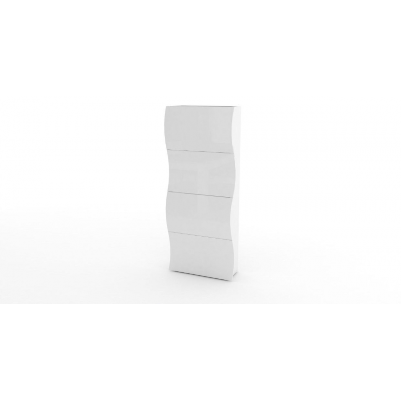 Scarpiera Onda 4 Ante a Ribalta 71x161,4x26,6 cm – Bianco Lucido