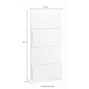 Scarpiera Onda 4 Ante a Ribalta 71x161,4x26,6 cm – Bianco Lucido