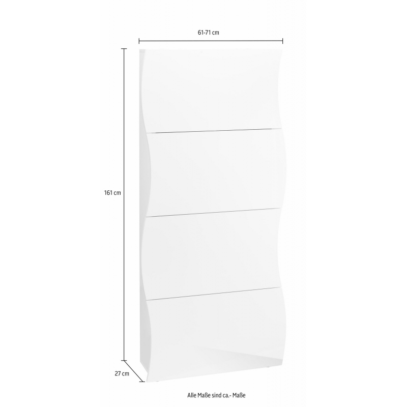 Scarpiera Onda 4 Ante a Ribalta 71x161,4x26,6 cm – Bianco Lucido