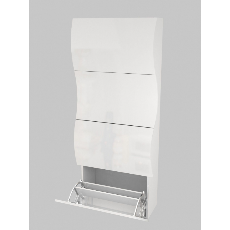 Scarpiera Onda 4 Ante a Ribalta 71x161,4x26,6 cm – Bianco Lucido