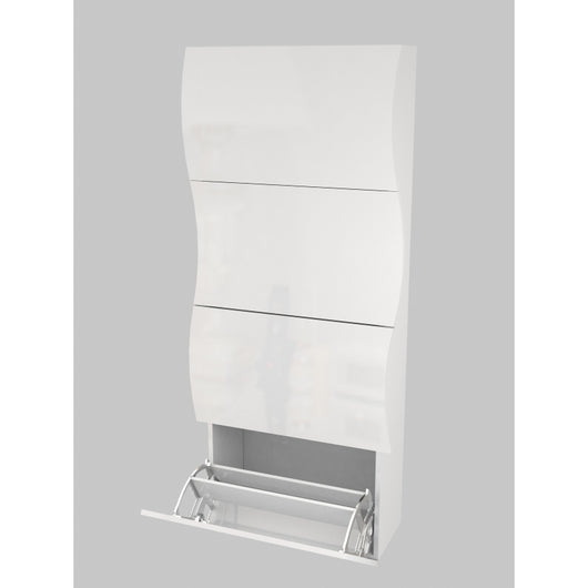 Scarpiera Onda 4 Ante a Ribalta 71x161,4x26,6 cm – Bianco Lucido