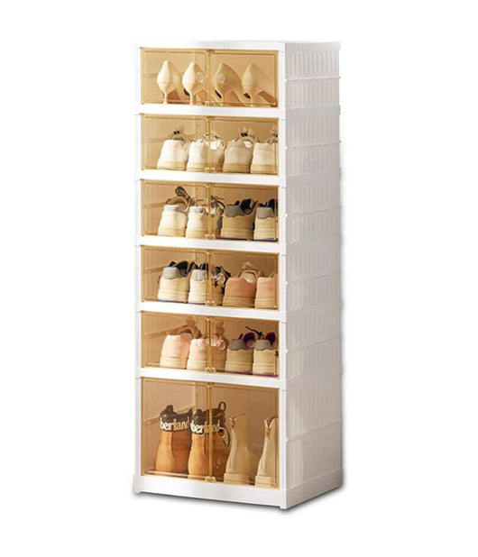 Scarpiera Pieghevole Impilabile A 6 Ripiani Antipolvere Traspirante 120x37x51cm         