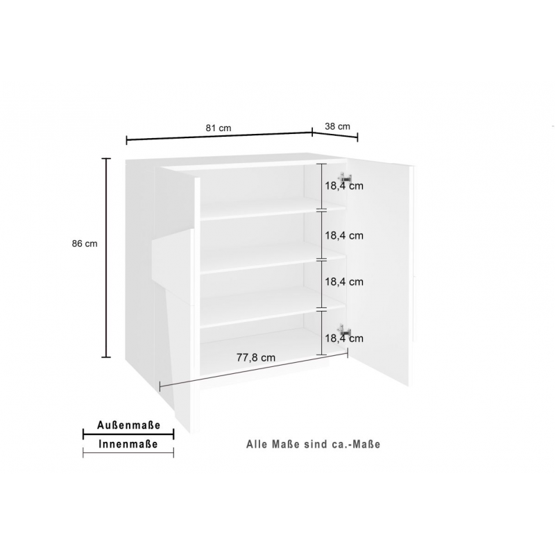 Scarpiera Ping 80 – 2 ante – Ardesia