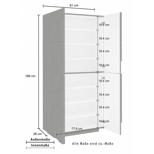 Scarpiera Ping 80 – 4 ante – Bianco Lucido