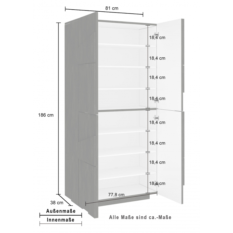 Scarpiera Ping 80 – 4 ante – Cemento Bronx