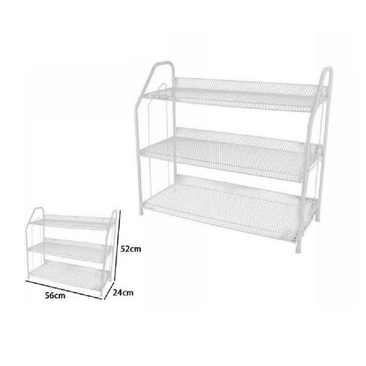 Trade Shop - Scarpiera Porta Scarpe 3 Ripiani Piani In Metallo Bianco Mobile Salvaspazio -