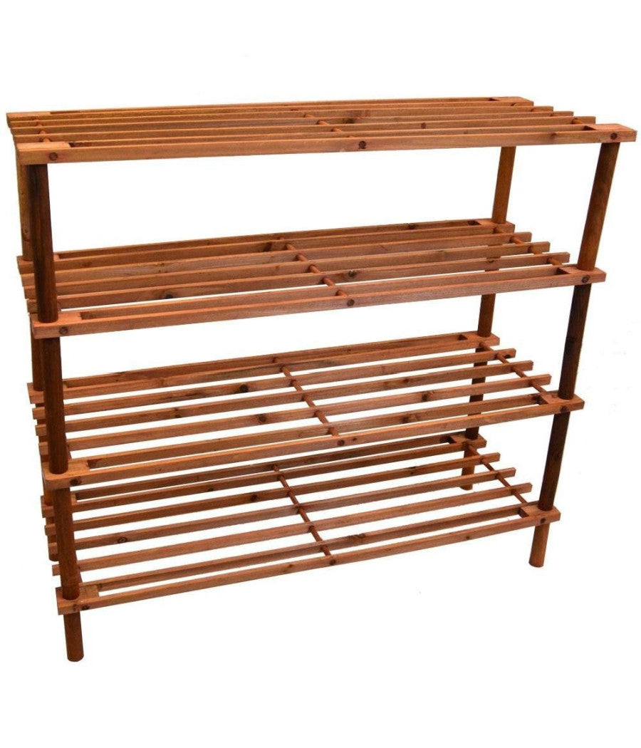 Scarpiera Porta Scarpe 4 Ripiani Piani In Legno Scaffale Mobile Salvaspazio Casa         