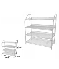 Scarpiera Porta Scarpe 4 Ripiani Piani In Metallo Bianco Mobile Salvaspazio         