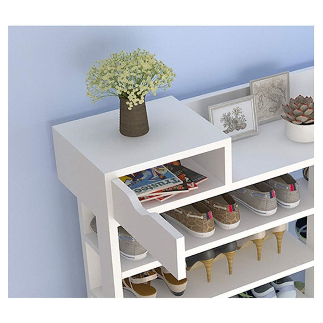 Trade Shop - Scarpiera Portaoggetti Scaffale 8 Ripiani Salvaspazio Facile Da Montare Bianco 85x24x118cm -