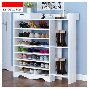 Trade Shop - Scarpiera Portaoggetti Scaffale 8 Ripiani Salvaspazio Facile Da Montare Bianco 85x24x118cm -