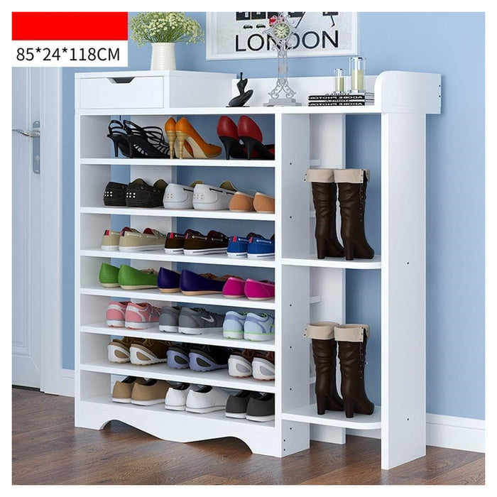 Trade Shop - Scarpiera Portaoggetti Scaffale 8 Ripiani Salvaspazio Facile Da Montare Bianco 85x24x118cm -