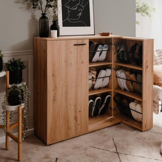 Scarpiera 2 ante e 8 ripiani Satos02A colore rovere