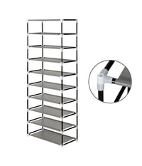 Scarpiera Salvaspazio 10 Ripiani 27paia Di Scarpe Scaffale Acciaio E Tessuto Tnt         