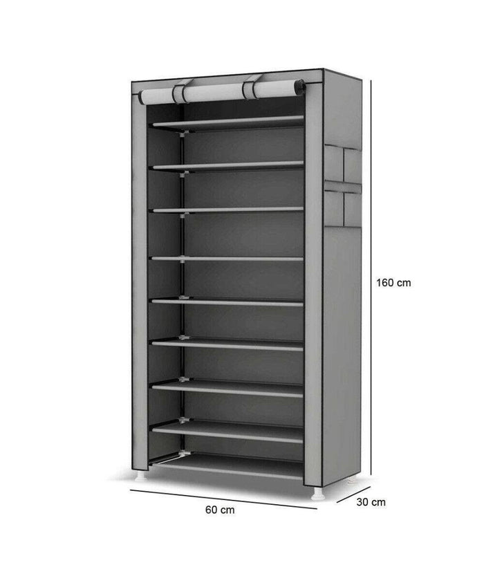 Scarpiera Salvaspazio 10 Ripiani 27paia Di Scarpe Scaffale Acciaio E Tessuto Tnt         
