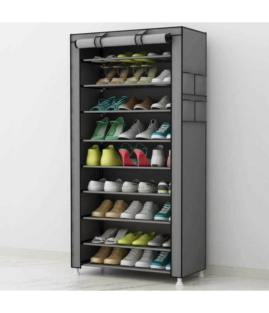 Scarpiera Salvaspazio 10 Ripiani 27paia Di Scarpe Scaffale Acciaio E Tessuto Tnt         