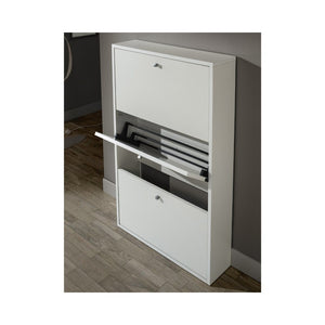 Scarpiera salvaspazio 3 ante a ribalta colore bianco opaco Virginia 68x18x110H