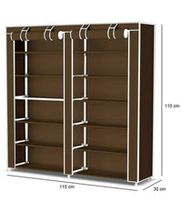 Scarpiera Salvaspazio 7 Ripiani 36 Paia Scaffale Acciaio E Tessuto Tnt Marrone         