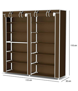 Scarpiera Salvaspazio 7 Ripiani 36 Paia Scaffale Acciaio E Tessuto Tnt Marrone         