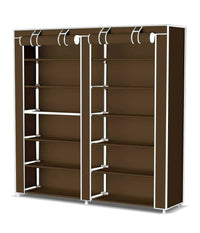 Scarpiera Salvaspazio 7 Ripiani 36 Paia Scaffale Acciaio E Tessuto Tnt Marrone         