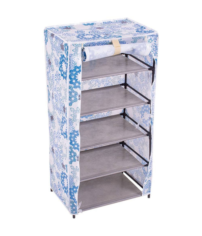 Scarpiera Salvaspazio Porta Scarpe Tessuto Tnt 44 X 30 X 89 Cm Azzurro         