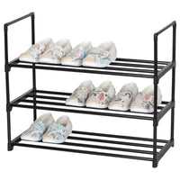 Scarpiera Scaffale 3 Ripiani In Metallo Nero 65,5x29,5x55 Cm