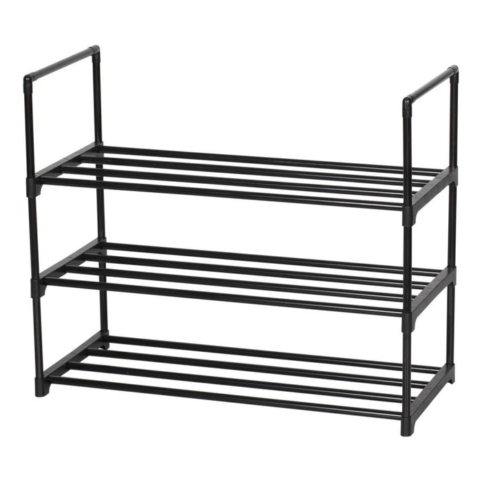 Scarpiera Scaffale 3 Ripiani In Metallo Nero 65,5x29,5x55 Cm