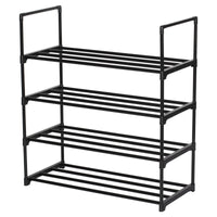 Scarpiera Scaffale 4 Ripiani In Metallo Nero 65,5x29,5x72 Cm